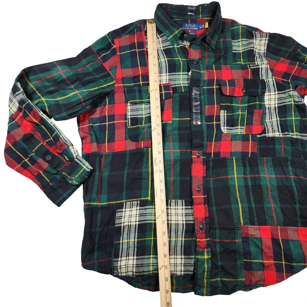 Polo Ralph Lauren Classic Fit Patchwork Plaid Flannel Shirt XL New‎